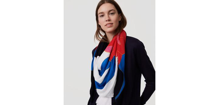 Loft Block Floral Square Scarf