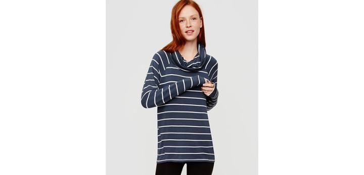 Loft Lou & Grey Striped Signaturesoft Cowl Tunic
