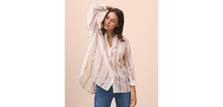 Loft Lou & Grey Shimmer Stripe Button Down Shirt