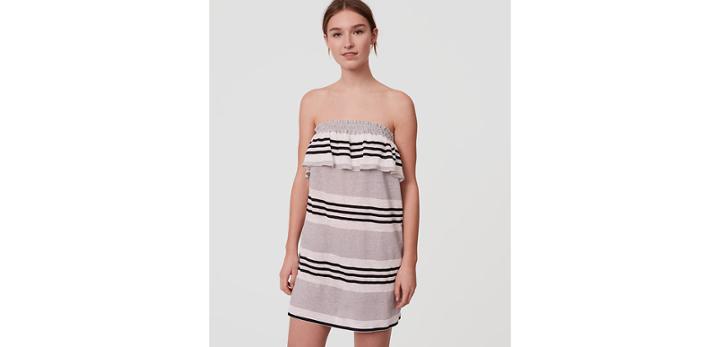 Loft Beach Striped Strapless Dress