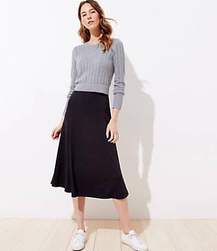 Loft Flared Pull On Midi Skirt