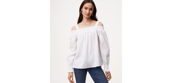 Loft Smocked Off The Shoulder Blouse