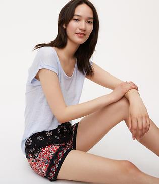 Loft Sunset Paisley Tie Waist Fluid Shorts