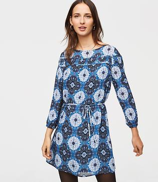Loft Medallion Shirred Yoke Dress