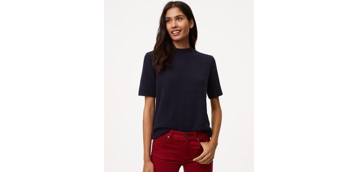 Loft Mockneck Short Sleeve Sweater