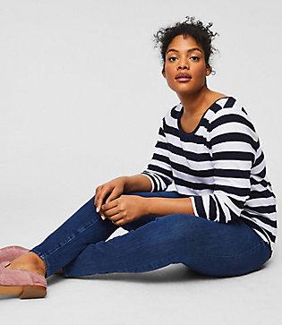 Loft Plus Denim Performance Leggings In Vivid Dark Indigo Wash
