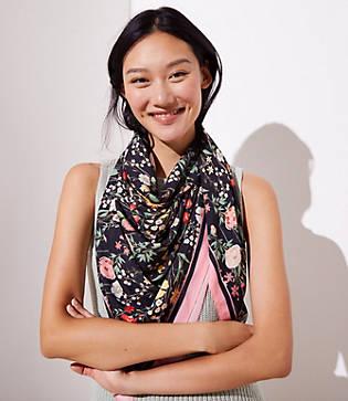 Loft Bordered Floral Square Scarf