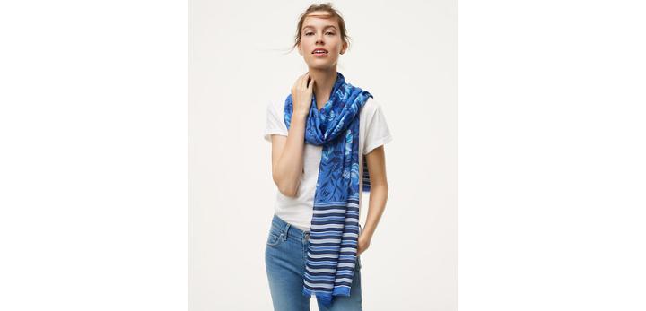 Loft Floral Striped Scarf