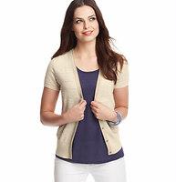 Loft Textured Short Sleeve Cotton Cardigan