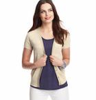Loft Textured Short Sleeve Cotton Cardigan