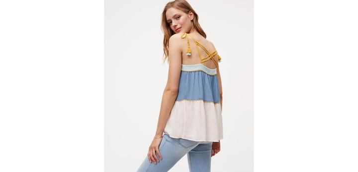 Loft Strappy Peplum Cami - Color Blocked