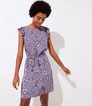 Loft Lilac Garden Button Flutter Dress
