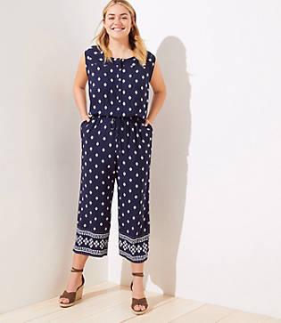 Loft Plus Ikat Drawstring Jumpsuit