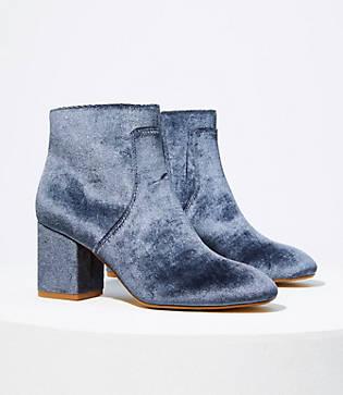 Loft Velvet Block Heel Ankle Boots