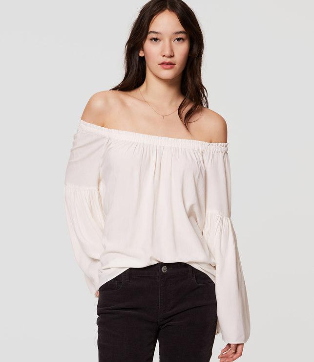 Loft Off The Shoulder Bell Sleeve Blouse