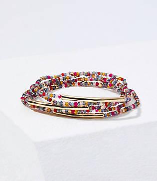 Loft Metal Bar Beaded Stretch Bracelet Set