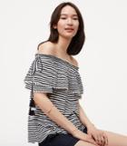 Loft Striped Pom Pom Off The Shoulder Top