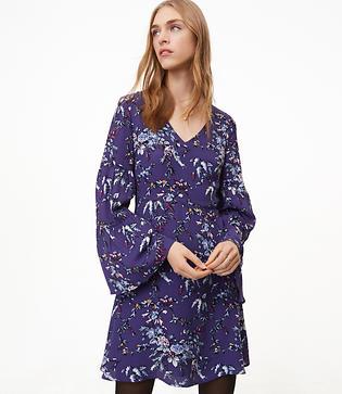 Loft Frosted Branch Bell Sleeve Dress