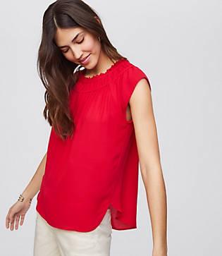 Loft Shirred Neck Top