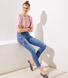 Loft Modern Painted Skinny Ankle Jeans In Indigo Wash