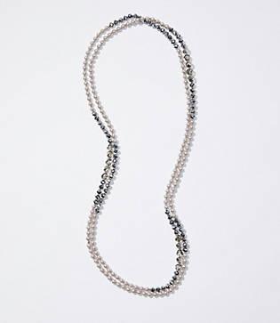 Loft Extra Long Pearlized Stone Necklace