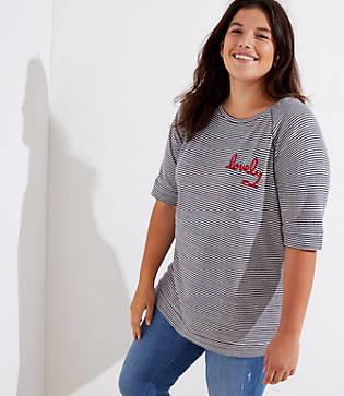 Loft Plus Lovely Striped Vintage Soft Sweatshirt Tee