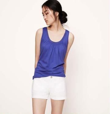LOFT Smocked Neck Tank, Bombay Blue