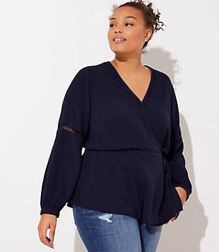 Loft Plus Lattice Wrap Blouse