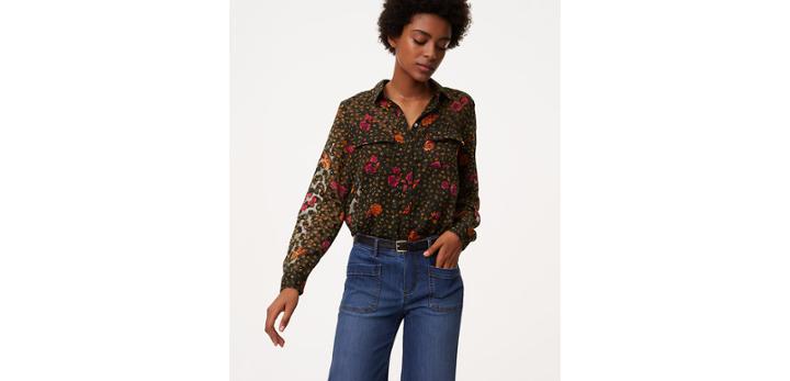 Loft Fall Floral Utility Blouse