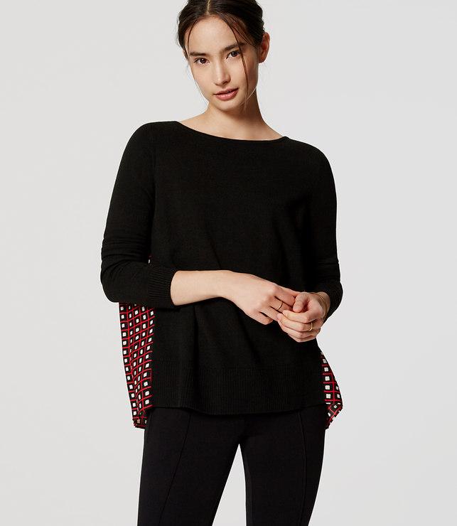 Loft Square Stripe Pleated Sweater