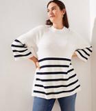 Loft Plus Striped Mock Neck Side Button Sweater