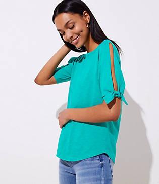 Loft Split Tie Cuff Tee