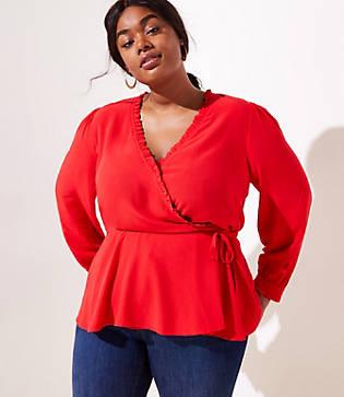 Loft Plus Lace Cap Sleeve Wrap Top