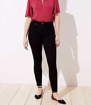 Loft Curvy High Waist Skinny Jeans In Black