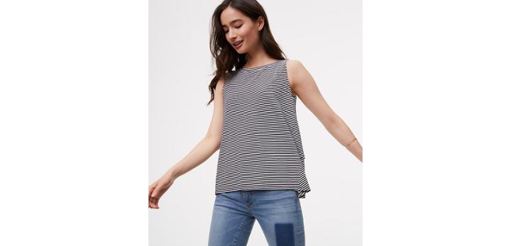 Loft Oe Tiered Back Shell - Stripe