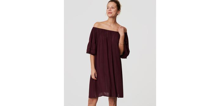 Loft Beach Off The Shoulder Bell Sleeve Dress