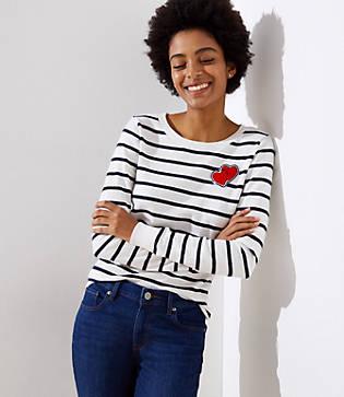 Loft Heart Striped Sweater