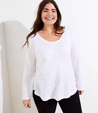 Loft Plus V-neck Long Sleeve Shirttail Tee