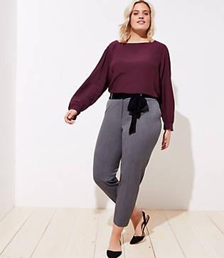 Loft Plus Slim Velvet Tie Waist Pencil Pants