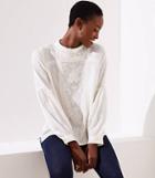 Loft Floral Embroidered Stripe Blouse