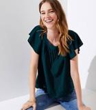 Loft Scalloped Shirred Square Neck Top