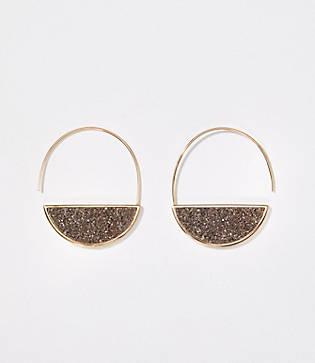 Loft Sparkle Stone Pull Through Hoop Earrings