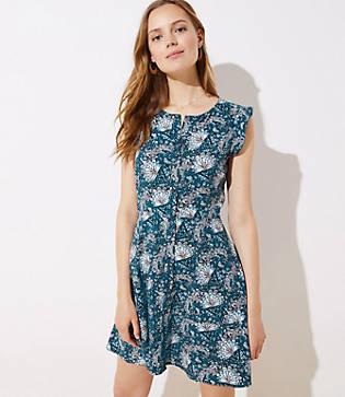 Loft Fresh Floral Button Down Flutter Dress
