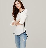 LOFT Piped Pocket Blouse