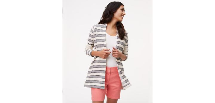 Loft Ottoman Striped Belted Jacket