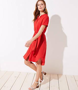 Loft Tie Waist Short Sleeve Shirtdress