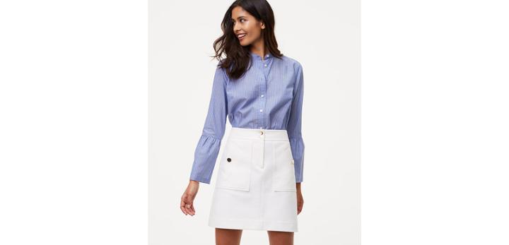 Loft Bi-stretch Buttoned Shift Skirt