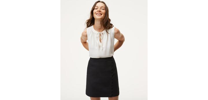 Loft Button Trim Wrap Skirt