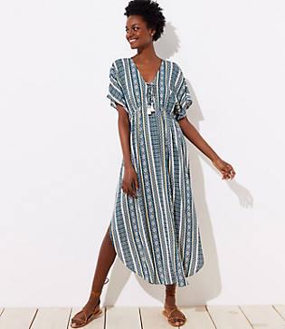 Loft Beach Mosaic Lace Up Maxi Dress