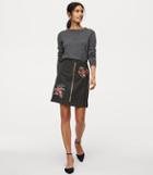 Loft Floral Embroidered Zip Skirt